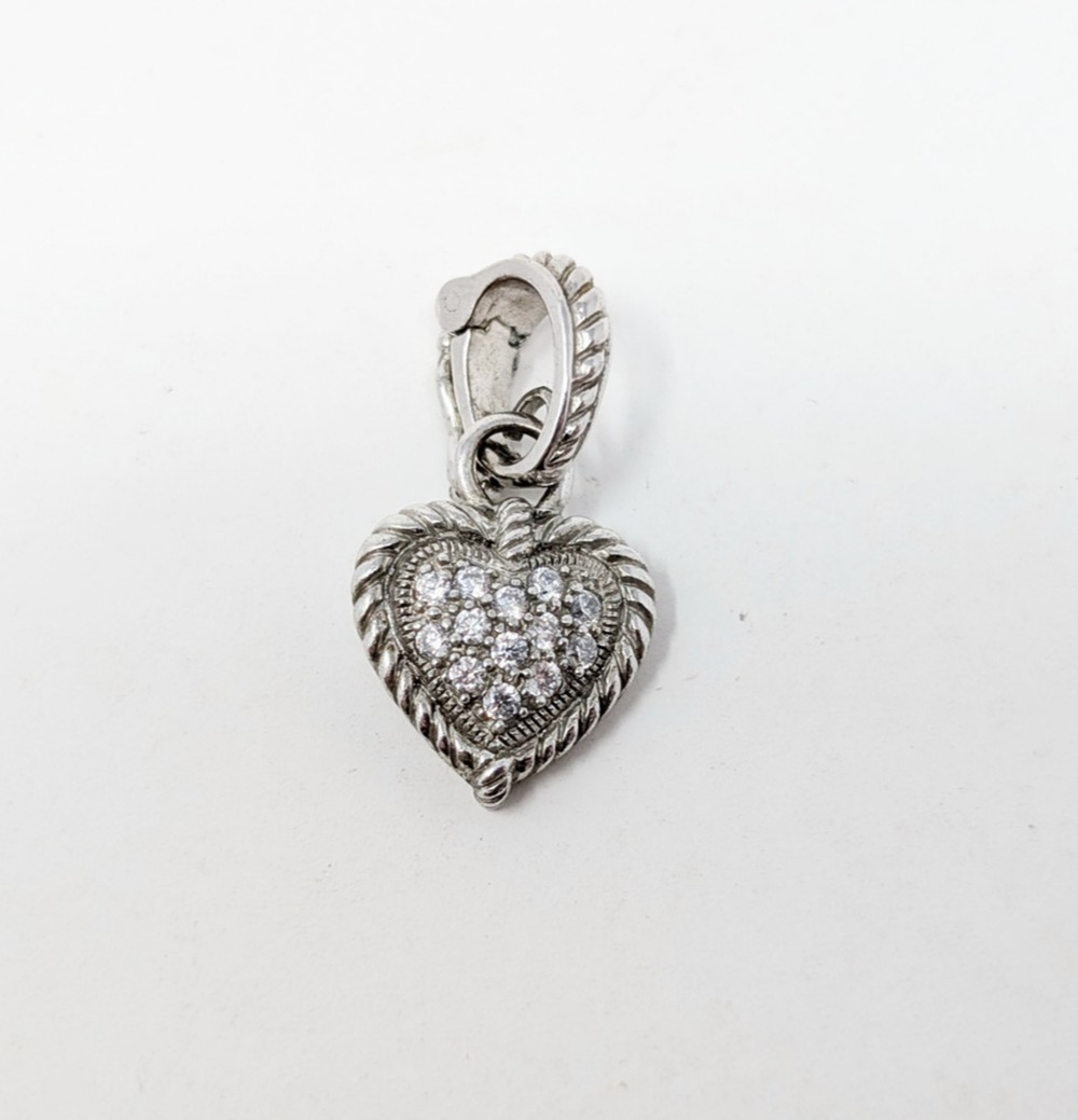 Judith Ripka Pendant Enhancer Sterling Silver CZ Heart Shaped Charm